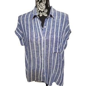 Rails Whitney Coastal Cool Blue & White Striped Relaxed Fit Shirt